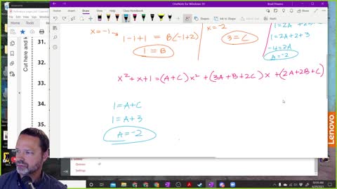 Calculus 2 - Section 7-4-Class Meeting Example of easy Partial Fractions problem