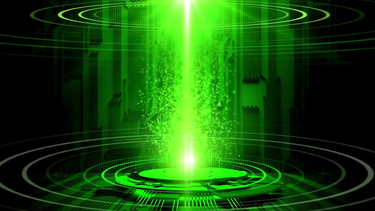 4K (No Sound) Beam Me Green Technology Digital Art TV/PC Screensaver Background