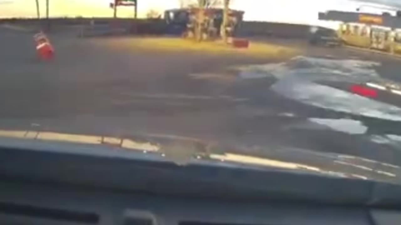 an out-of-control truck crash into a gas station in New Mexico.