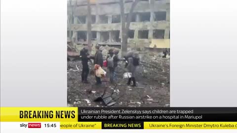 War in Ukraine- Children 'buried under rubble' after Russian airstrike hits hospital