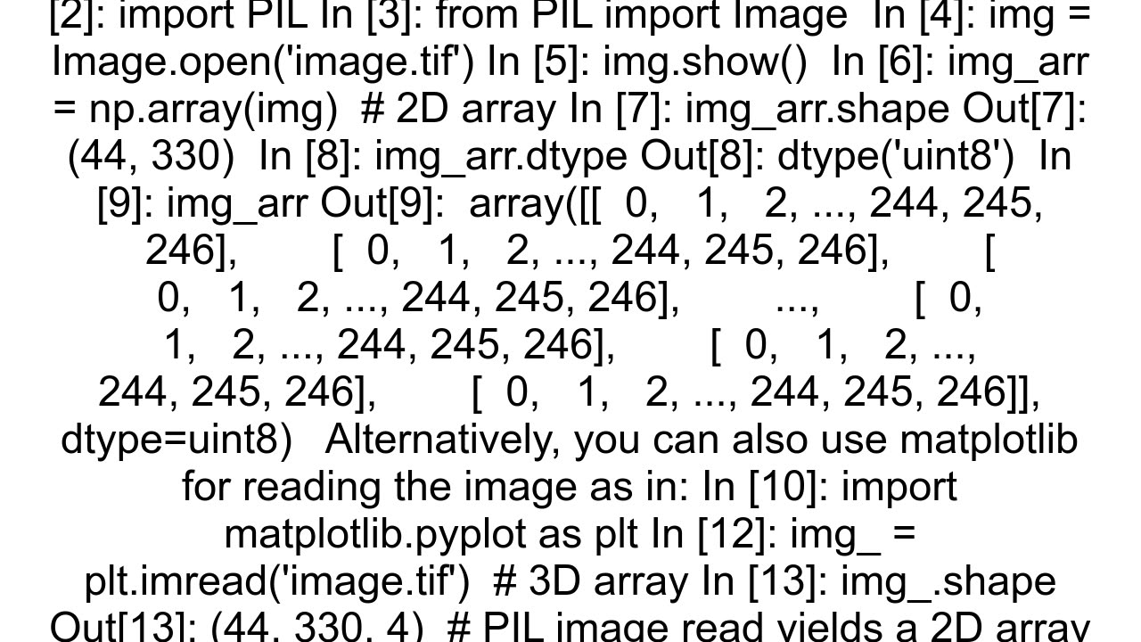 Converting TIFF to numpy array