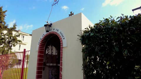 Small neighborhood Orthodox church (Αγ. Νίνα & Αγ. Όλγα) 4K (Peraia, Thessaloniki, Greece)