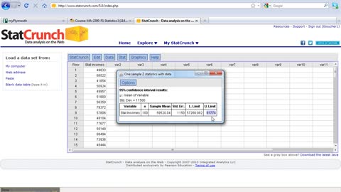 CI Means StatCrunch