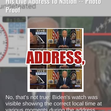 Fact Check: Biden's Wristwatch Was NOT Showing Another Time During His Live Address To Nation