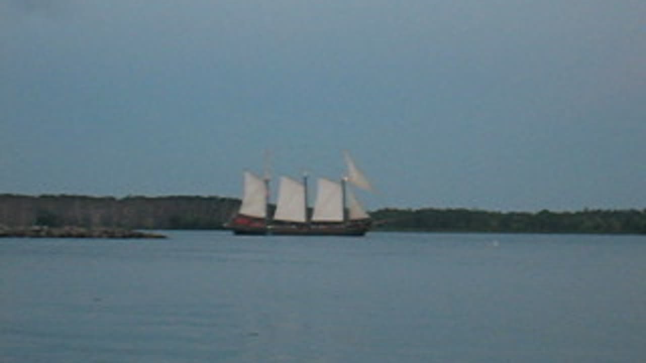 sunset on toronto island full moon night