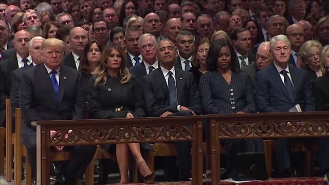 Trumps arrive at National Cathedral for Bush's funeral