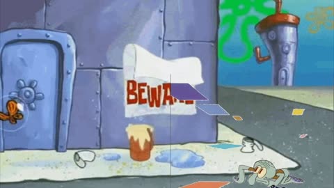 Squidward Is Playing With Tiles While SpongeBob And Patrick Hide From A Butterfly 🦋