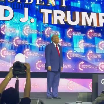 The audience is happy to see their President Donald J. Trump.