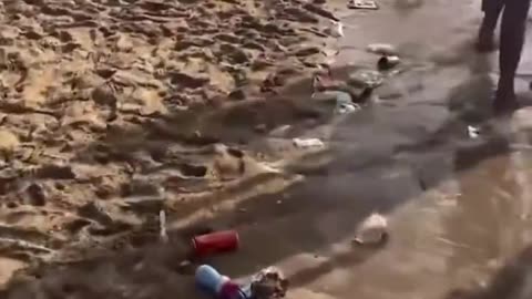 This looks like a Syrian beach, but this is Ostend beach in Belgium. Civilization