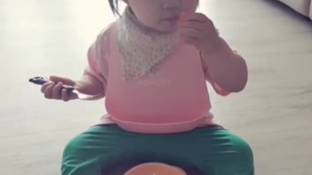 Baby eating snacks