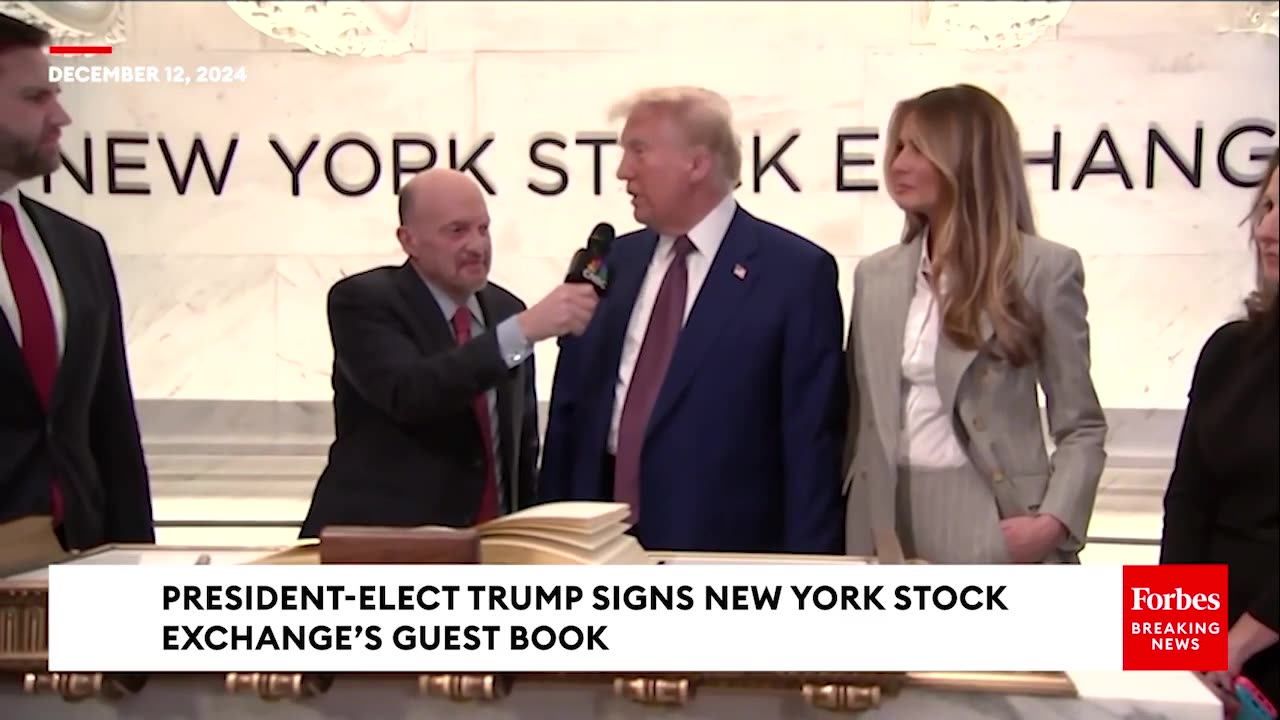 Trump—Alongside Melania, JD Vance, Ivanka, And Tiffany—Signs New York Stock Exchange Guest Book