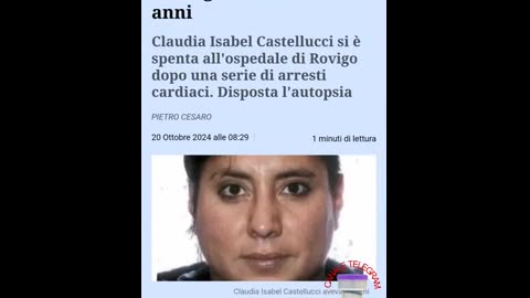 Malori improvvisi dal 19 ottobre al 23 ottobre 2024.