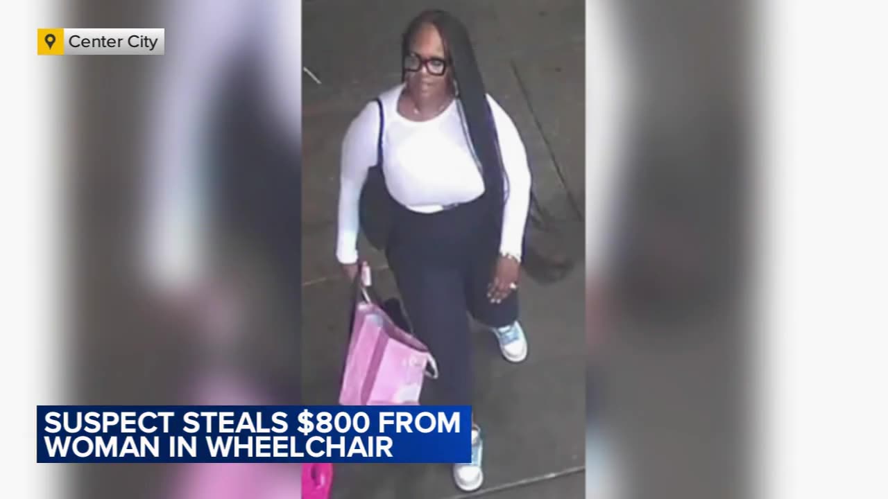 Suspect sought for stealing $800 from woman in wheelchair in Center City