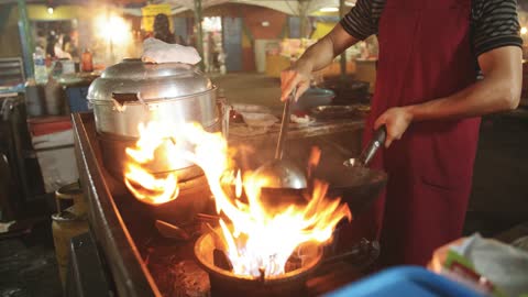 Cooking Fried Rice In A Work