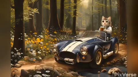 EP020 Cat and Classic Car: Sunset Adventure Through Nature's Beauty