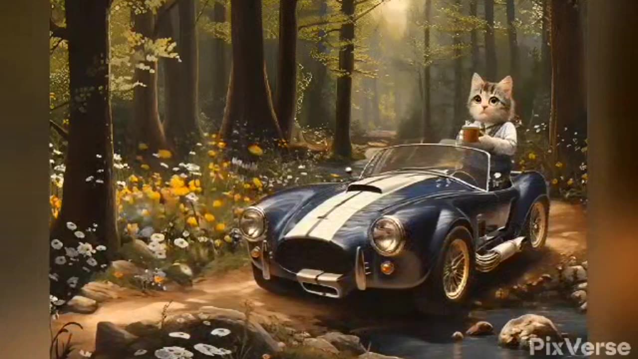 EP020 Cat and Classic Car: Sunset Adventure Through Nature's Beauty