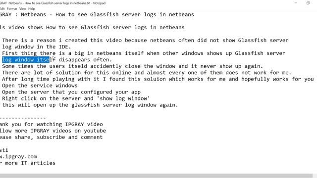 IPGraySpace: Netbeans - How to see Glassfish server log window in Netbeans