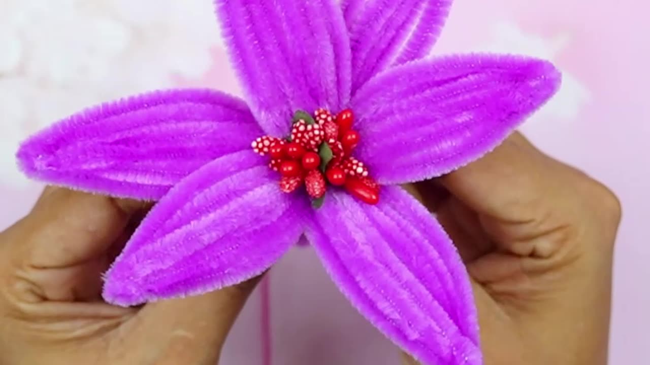 Pipe Cleaner Crafts | DIY Chenille Wire Flower Making For Home Decoration | Easy Paper Crafts