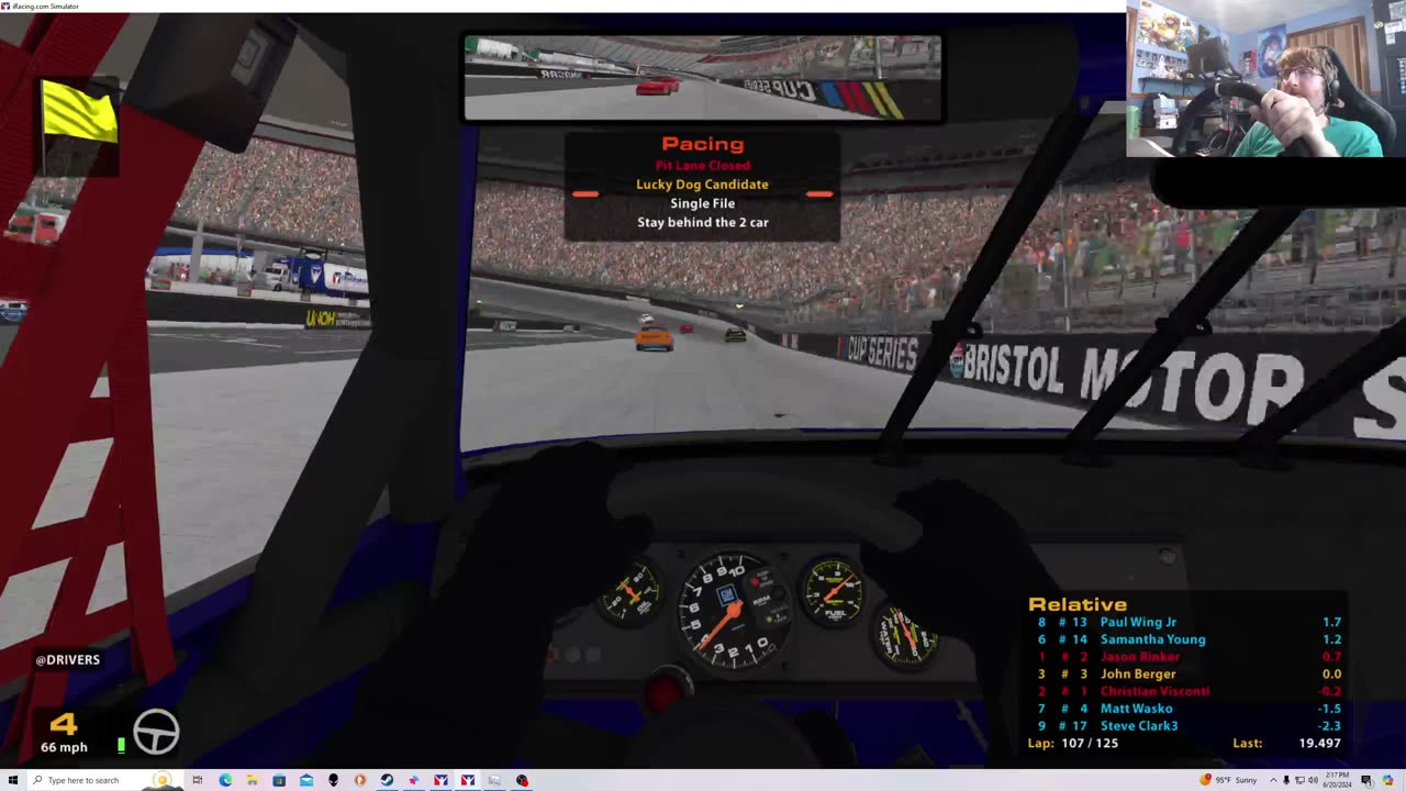 iRacing B Fixed NASCAR Legends from Bristol 6/20/24. Short Track Racing in Gen 3 Cars.