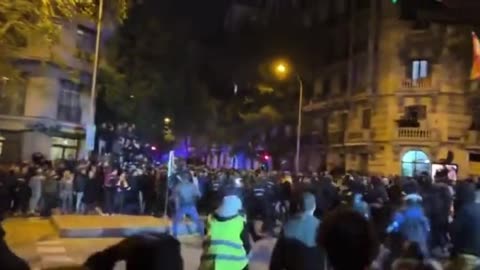 Spanish police is charging protesters in Madrid.