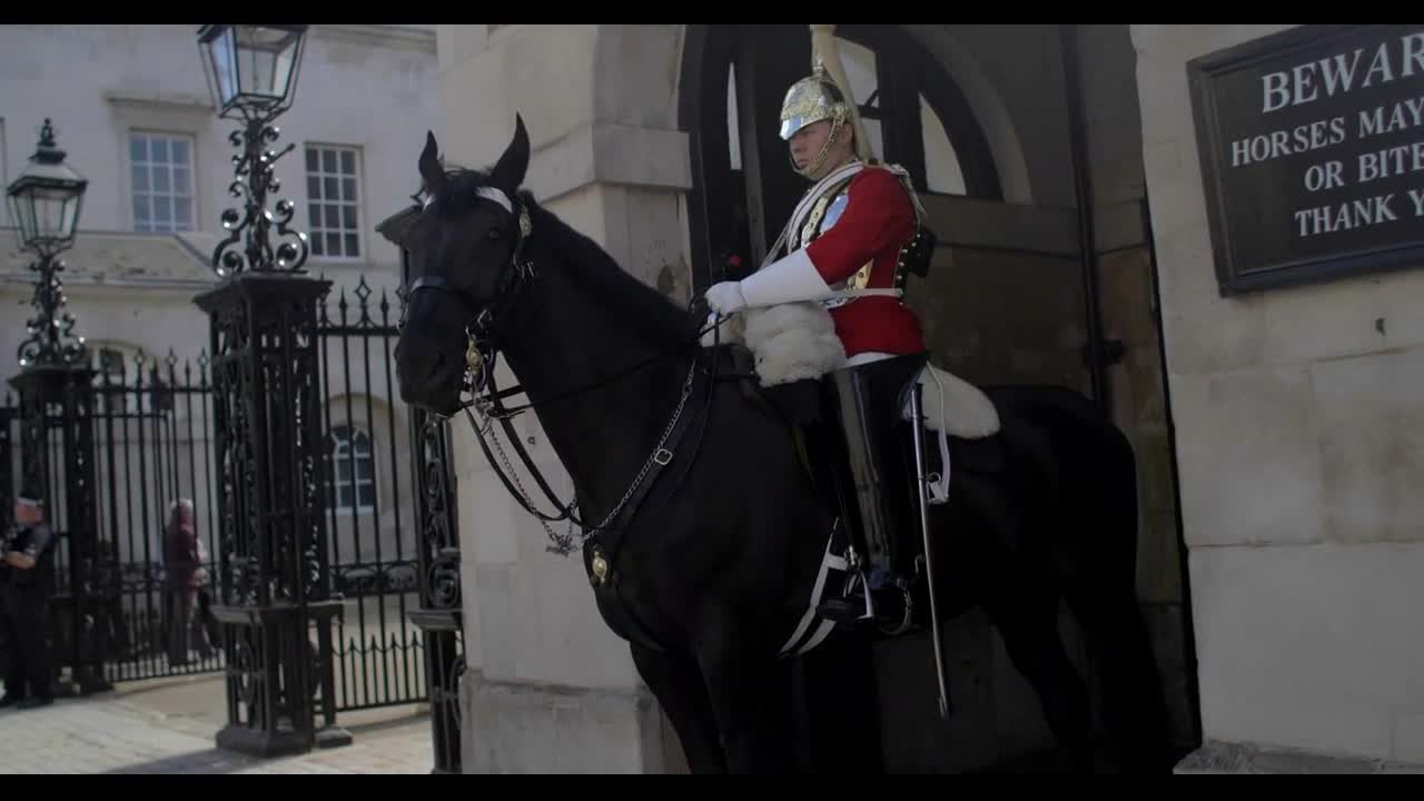 London Horse Guard Buckingham Palace London England Capital Slider Shot Slow Motion