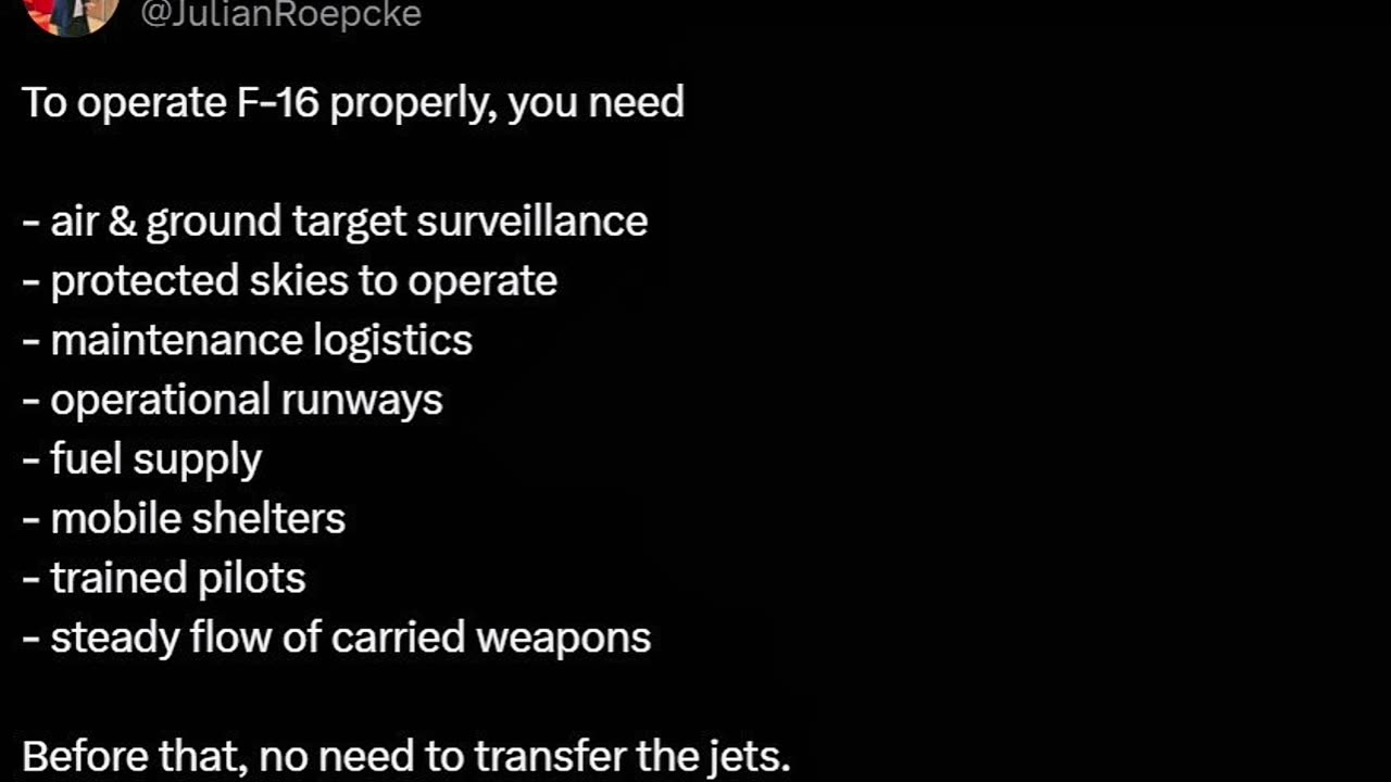 Pro Ukraine Journalist Julian Ropke Tells The Truth About F16s.
