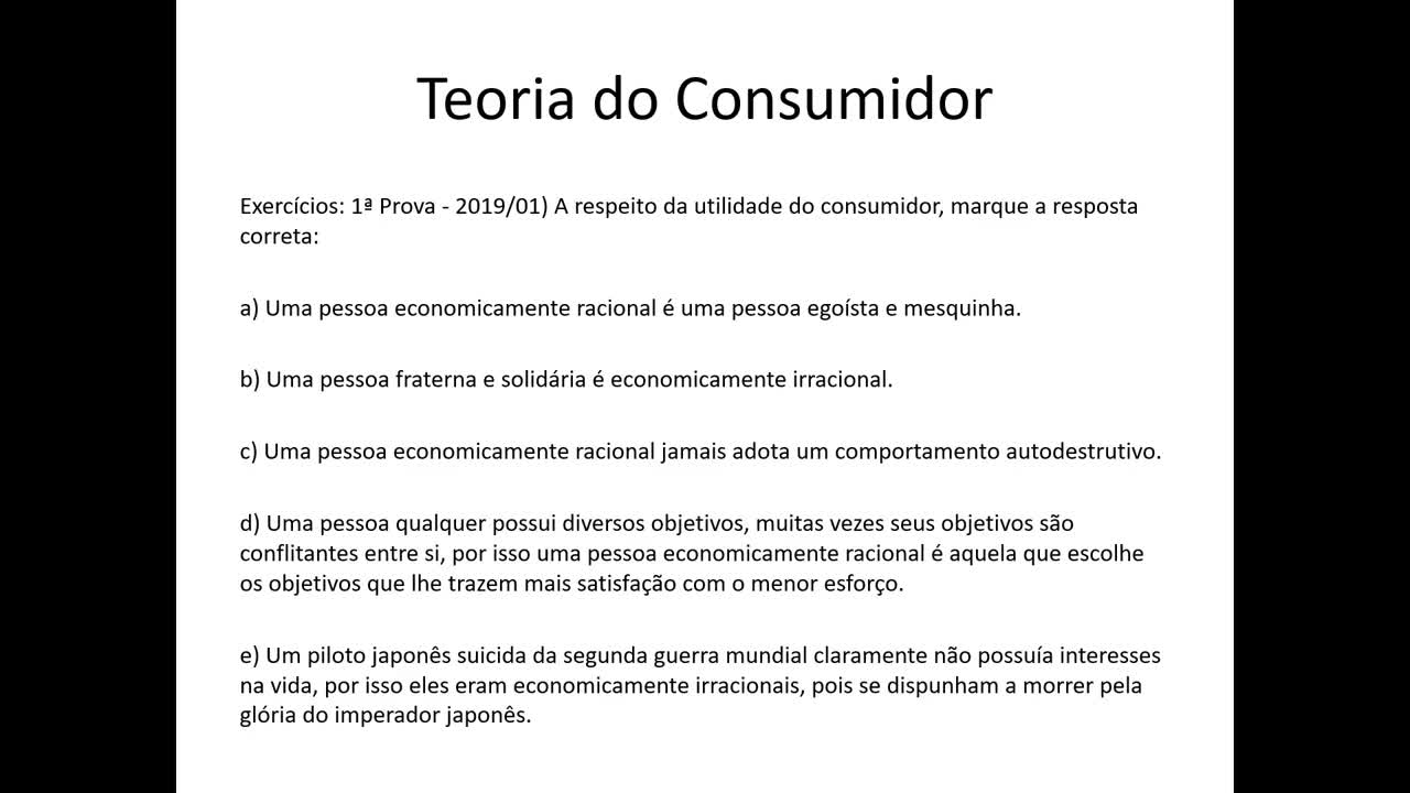 Microeconomia 028 Teoria do Consumidor Restrição Orçamentária