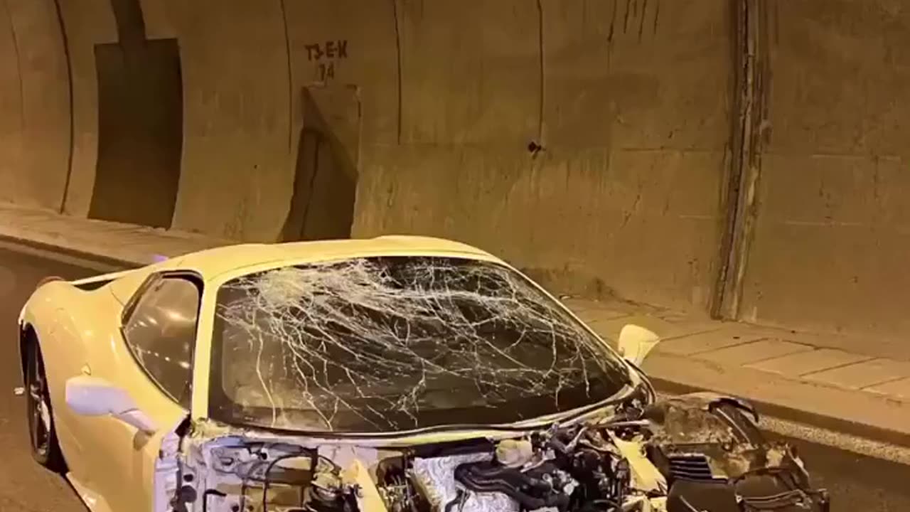 A Ferrari tire explodes while the car hits top speed😬