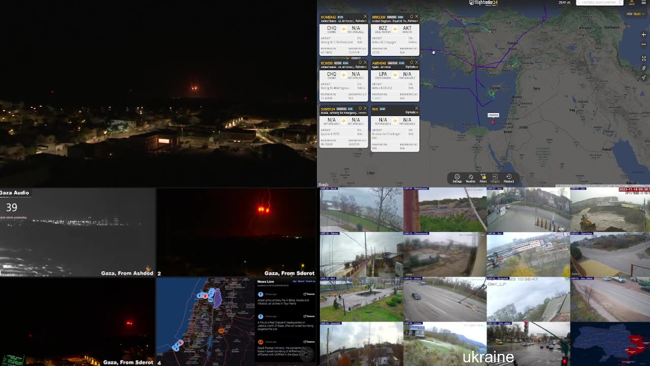 Live Cams From GAZA ISRAEL Multicams and Aircraft Tracking Iceland Volcano watch