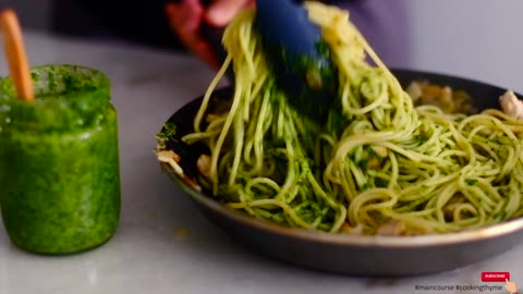 Pasta with Pesto Sauce and Chicken [ASMR] ｜ Done in under 20 mins!