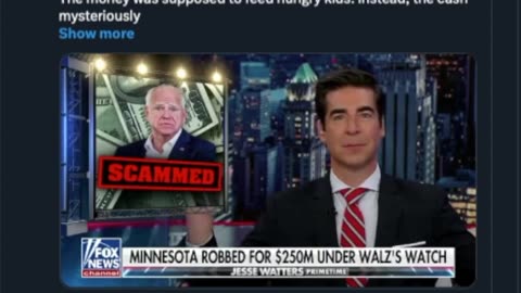 Jesse Watters (X) : Tim Walz Victimized By Somali Scammers! Victim or Willing Participant?