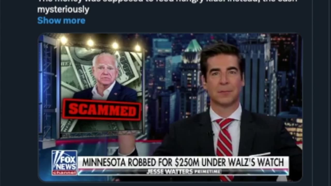 Jesse Watters (X) : Tim Walz Victimized By Somali Scammers! Victim or Willing Participant?