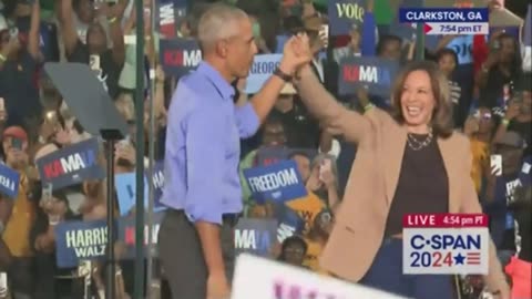 Kamala Harris and Barack Obama on stage together