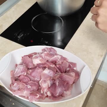 Frying meat