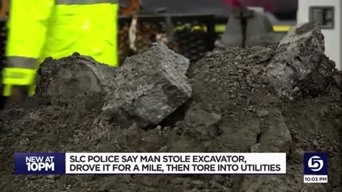 Police_ Man steals excavator, tears up ground outside grocery store