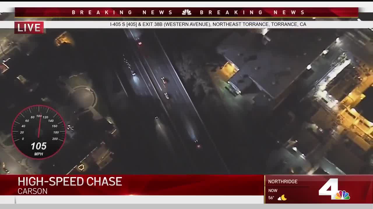 Sparks Fly as Police Chase Travels Up 405 Freeway From OC Into LA County