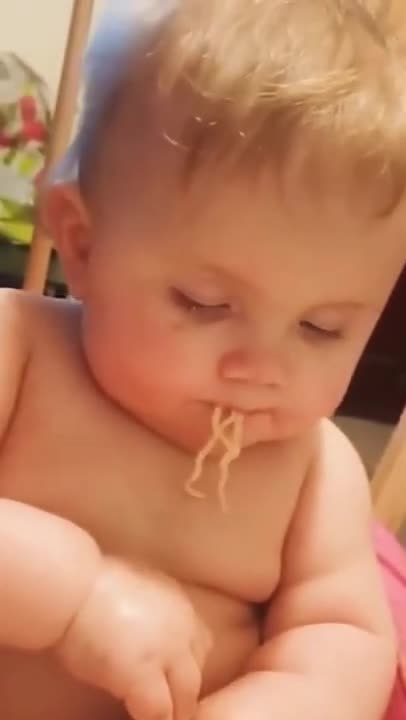 Cutie Funny baby eating