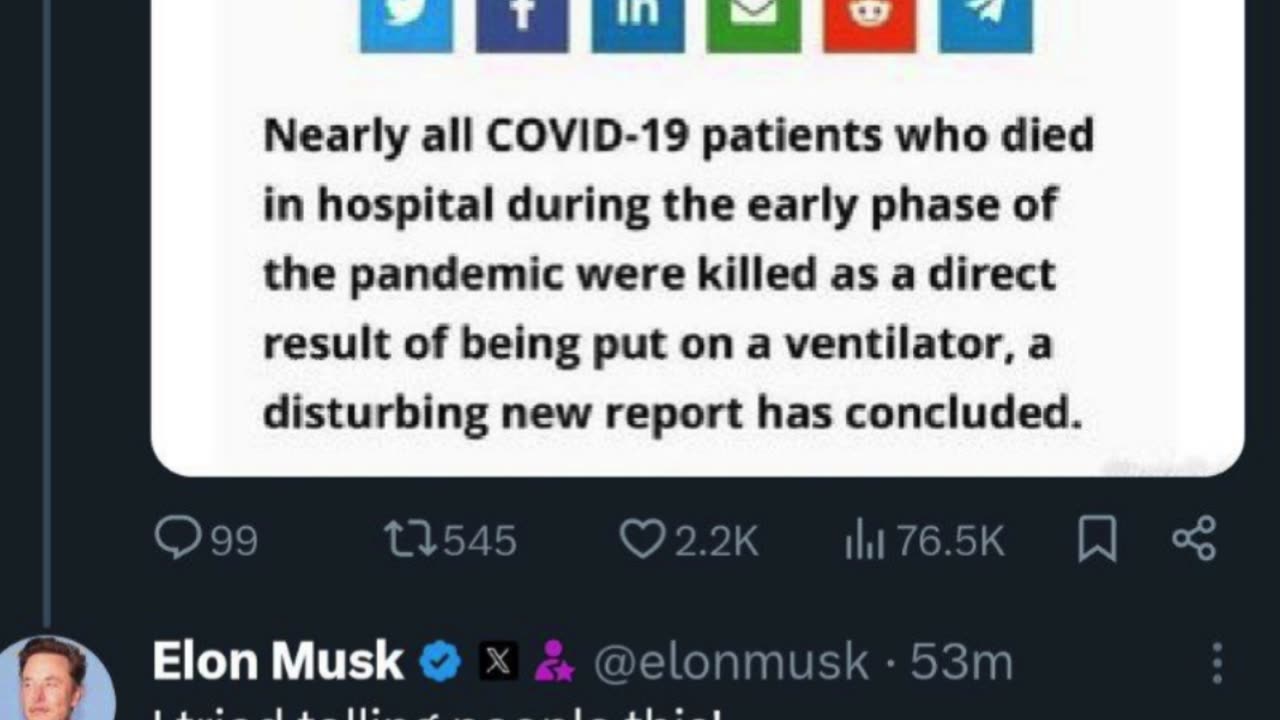 Elon Musk recently responded to a tweet claiming "ventilators nearly killed all COVID patients"