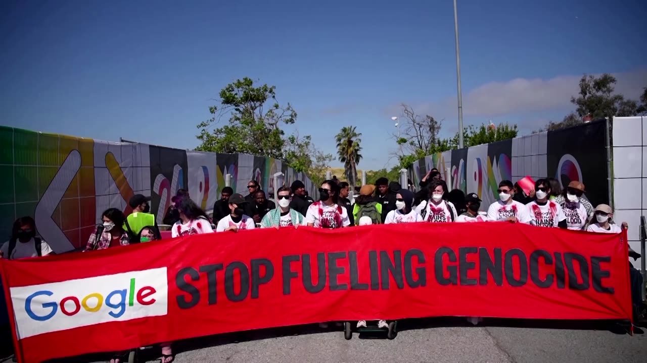 Pro-Palestinian group protests Google in California