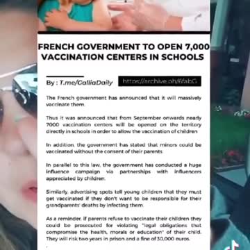 FRANCE TO MANDATE VACCINES FOR CHILDREN, FINES AND JAIL TIME FOR VACCINE REFUSERS