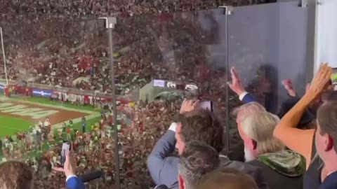 President Trump shown on the jumbotron at Bryant-Denny Stadium in Alabama…