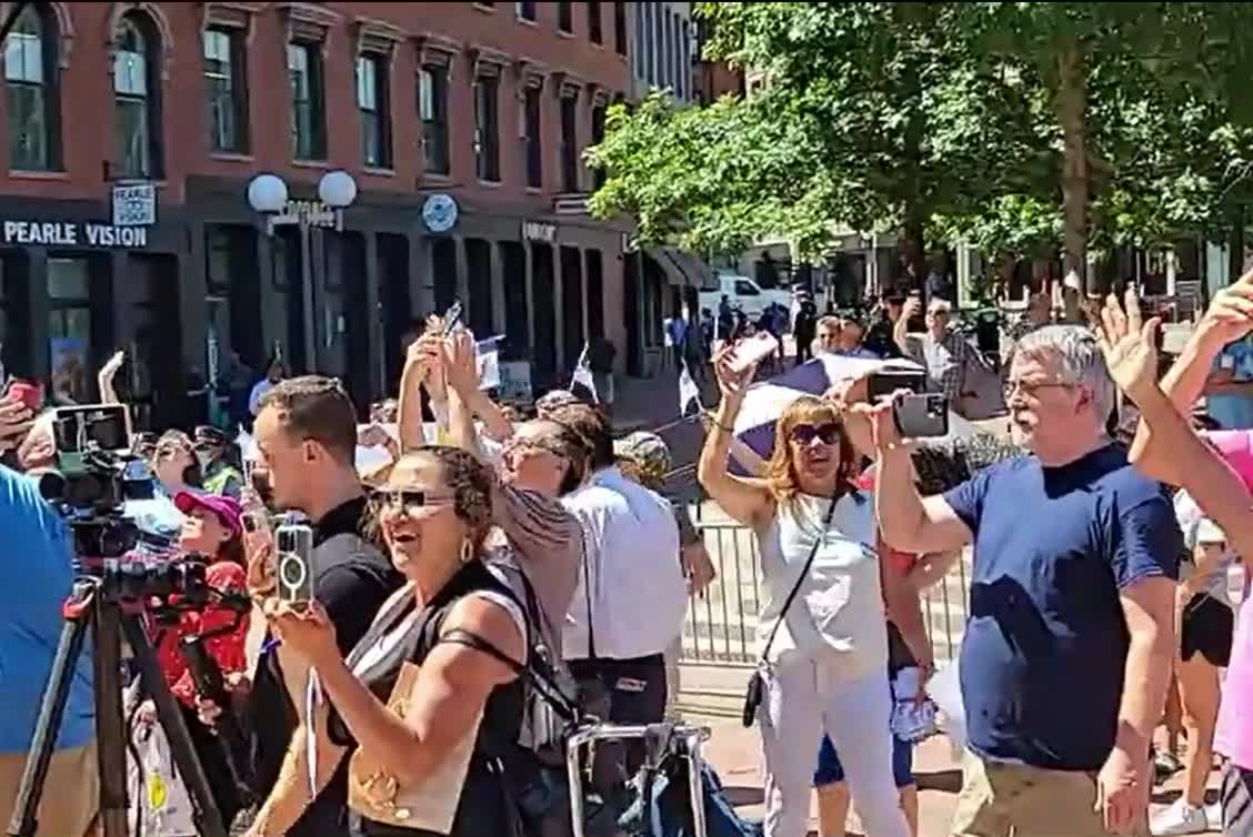 Christians fly flag over Boston city hall