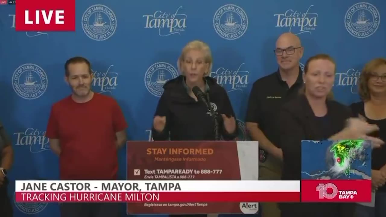 Lieutenant Dan is safely in a shelter according to Tampa Bay Mayor