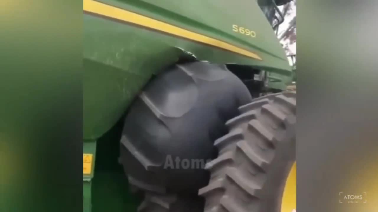 TIre explosion on a combine harvester