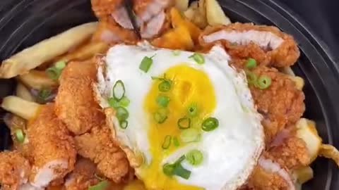 Eat or pass on this PORK BELLY CHEESE FRIES with EGG