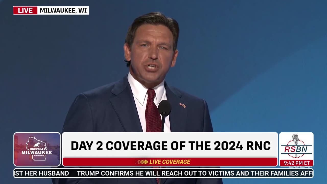 WATCH: Governor Ron DeSantis at 2024 RNC in Milwaukee, WI - 7/16/2024