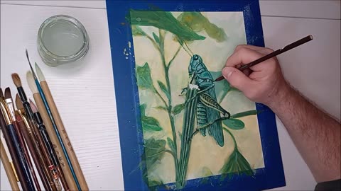 Painting Timelapse: "A Grasshopper" by Mark Allen - Marjasall Productions