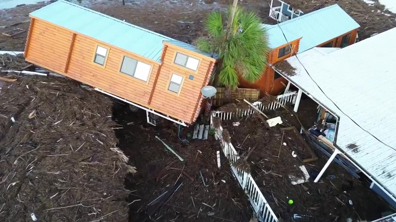 Drone footage of the damage outside of our shelter in Steinhatchee from the powerful #Helene