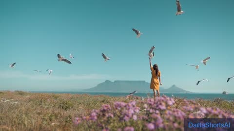 Beautiful Lady Watching Birds