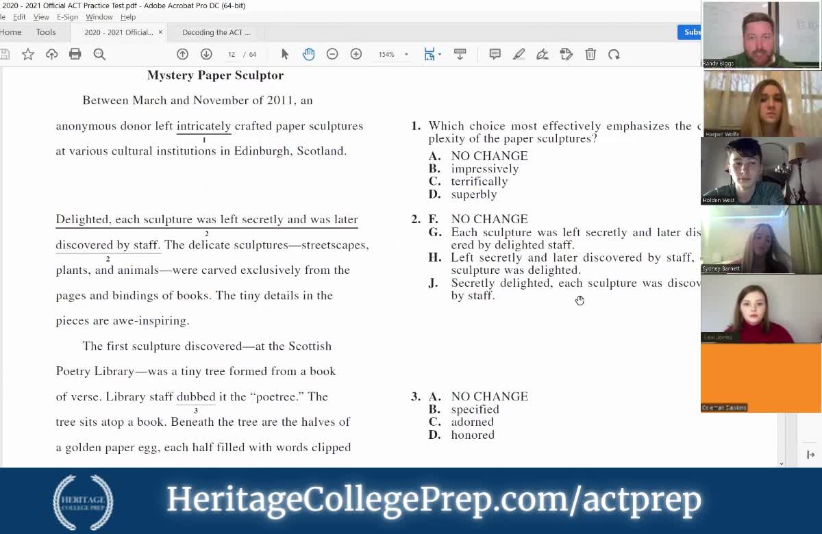 Live, Online ACT Prep - The English Test